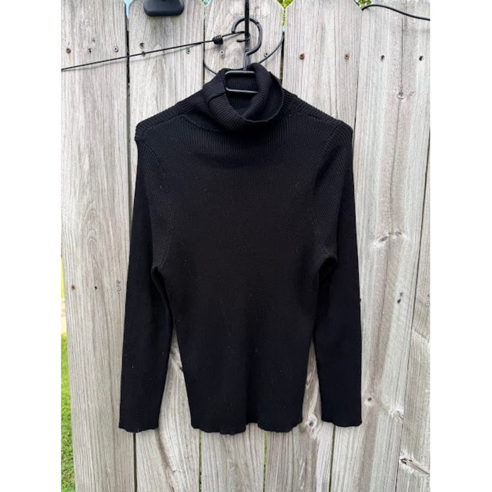 Minimalist Basics Emery Rose Turtleneck Sweater 2XL Black Ribbed Knit Top